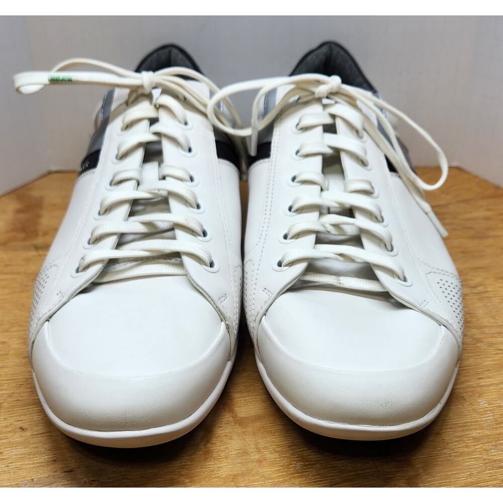 Hugo Boss Men's Saturn Low-Top Sneakers Leather White Size 11 US